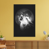 Schwarz & Weiß Wolf & Mond Leinwanddruck (Insitu (Wohnzimmer))