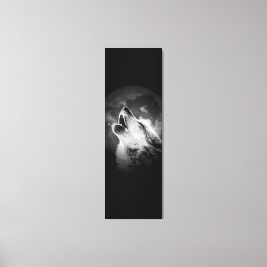 Schwarz & Weiß Wolf & Mond Leinwanddruck (Vorderseite)