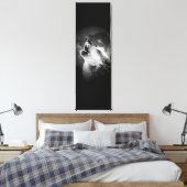 Schwarz & Weiß Wolf & Mond Leinwanddruck (Insitu (Schlafzimmer))