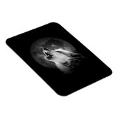 Schwarz & Weiß Wolf & Mond Magnet (Rechte Seite)