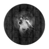 Schwarz & Weiß Wolf & Mond Schneidebrett (Vorderseite)