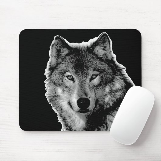 Schwarz-Weiß-Wolf Mousepad (Mit Mouse)