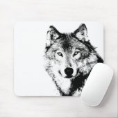 Schwarz-Weiß-Wolf Mousepad (Mit Mouse)