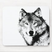 Schwarz-Weiß-Wolf Mousepad (Vorne)