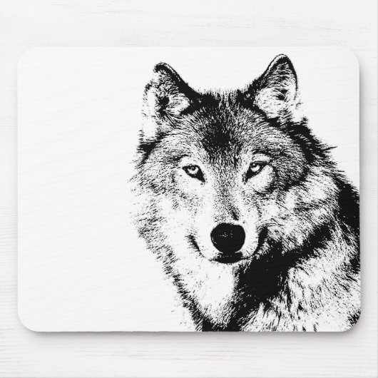 Schwarz-Weiß-Wolf Mousepad (Vorne)