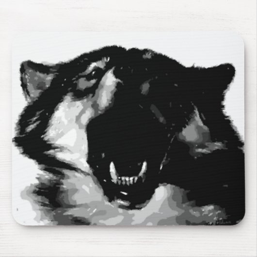 Schwarz-Weiß-Wolf Mousepad (Vorne)