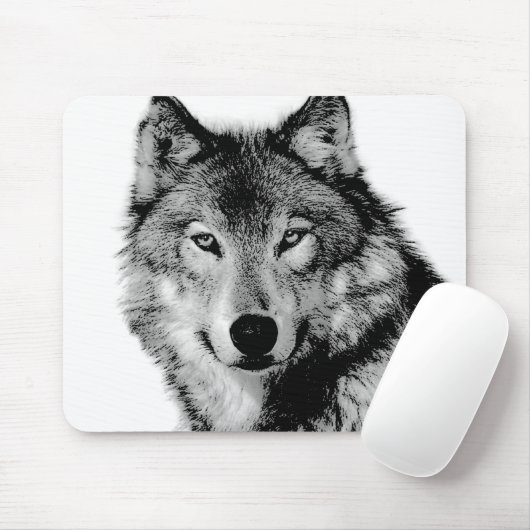Schwarz-Weiß-Wolf Mousepad (Mit Mouse)