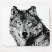 Schwarz-Weiß-Wolf Mousepad (Vorne)