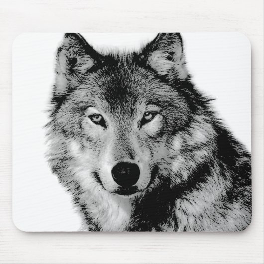 Schwarz-Weiß-Wolf Mousepad (Vorne)