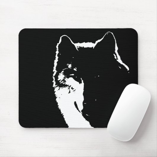 Schwarz-Weiß-Wolf Mousepad (Mit Mouse)