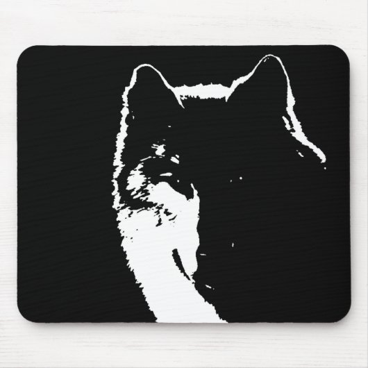 Schwarz-Weiß-Wolf Mousepad (Vorne)