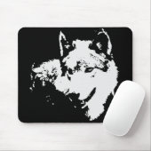 Schwarz-Weiß-Wolf Mousepad (Mit Mouse)