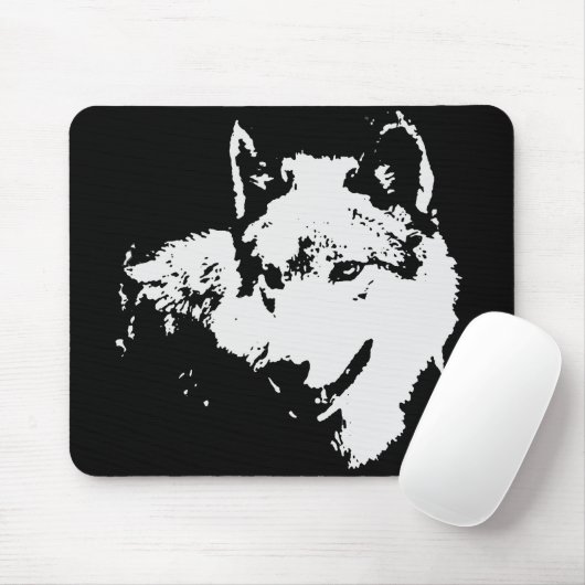 Schwarz-Weiß-Wolf Mousepad (Mit Mouse)