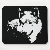 Schwarz-Weiß-Wolf Mousepad (Vorne)