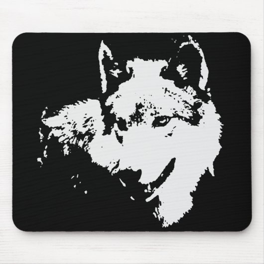 Schwarz-Weiß-Wolf Mousepad (Vorne)