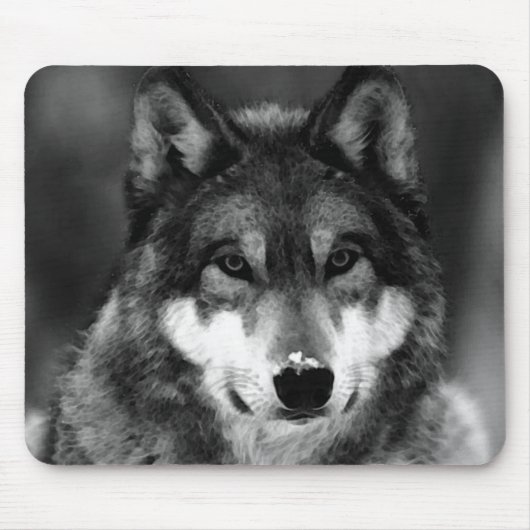 Schwarz-Weiß-Wolf Mousepad (Vorne)