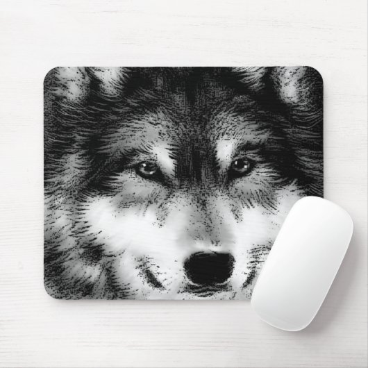 Schwarz-Weiß-Wolf Mousepad (Mit Mouse)