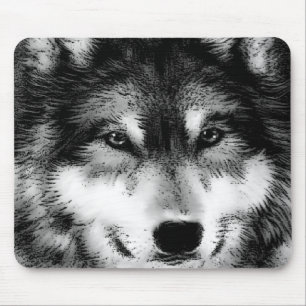 Schwarz-Weiß-Wolf Mousepad