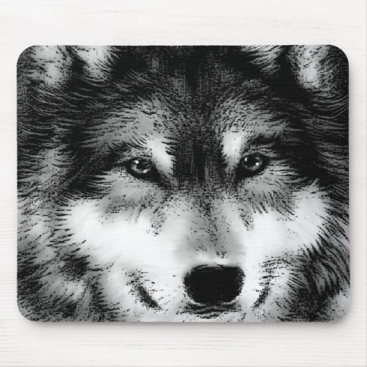 Schwarz-Weiß-Wolf Mousepad (Vorne)