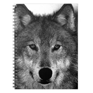 Schwarz-Weiß-Wolf Notizblock