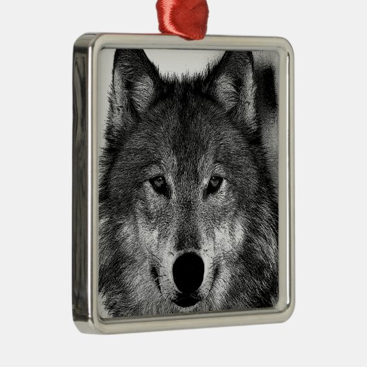 Schwarz-Weiß-Wolf Ornament Aus Metall (Rechts)