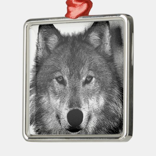 Schwarz-Weiß-Wolf Ornament Aus Metall (Links)