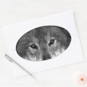 Schwarz-Weiß-Wolf Ovaler Aufkleber (Umschlag)