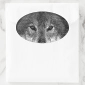 Schwarz-Weiß-Wolf Ovaler Aufkleber (Tasche)