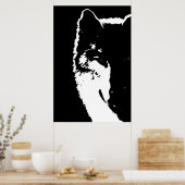 Schwarz-Weiß-Wolf Pop-Poster Poster (Küche)