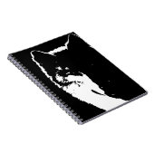 Schwarz-Weiß-Wolf-Portrait am Night-Notebook Notizblock (Rechte Seite)