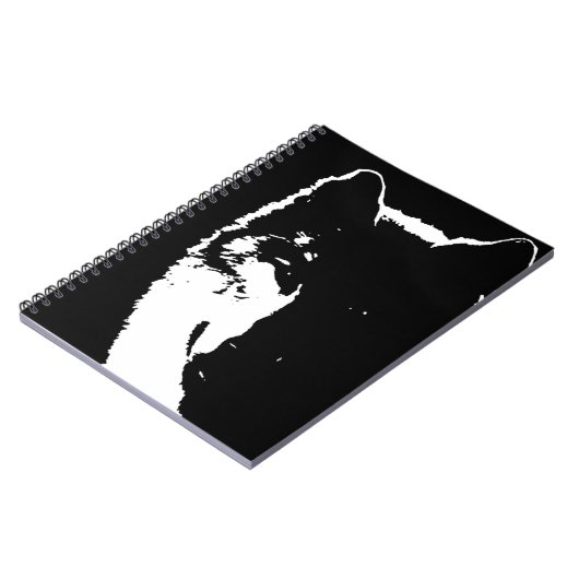 Schwarz-Weiß-Wolf-Portrait am Night-Notebook Notizblock (Linke Seite)