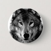 Schwarz-Weiß-Wolf-Portrait Button (Vorderseite)