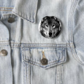 Schwarz-Weiß-Wolf-Portrait Button (Beispiel)