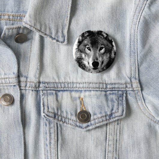 Schwarz-Weiß-Wolf-Portrait Button (Beispiel)
