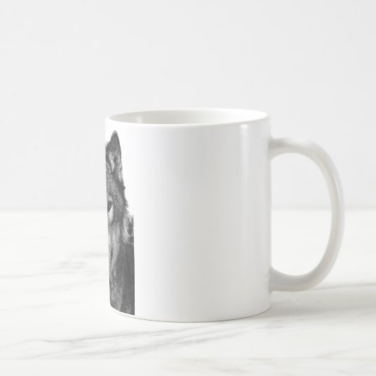 Schwarz-Weiß-Wolf-Portrait Kaffeetasse (Rechts)