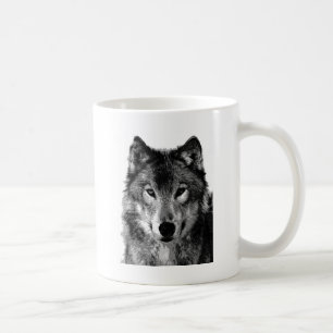 Schwarz-Weiß-Wolf-Portrait Kaffeetasse