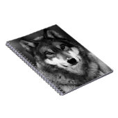 Schwarz-Weiß-Wolf-Portrait-Notebook Notizblock (Rechte Seite)