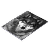 Schwarz-Weiß-Wolf-Portrait-Notebook Notizblock (Linke Seite)