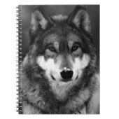 Schwarz-Weiß-Wolf-Portrait-Notebook Notizblock (Vorderseite)