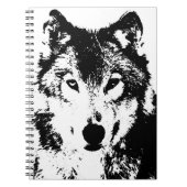 Schwarz-Weiß-Wolf-Portrait-Notebook Notizblock (Vorderseite)