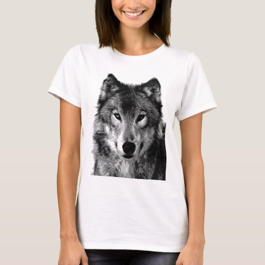 Schwarz-Weiß-Wolf-Portrait T-Shirt (Vorderseite)