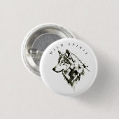Schwarz-Weiß-Wolf-Porträt-Taste Button (Vorne & Hinten)