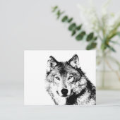 Schwarz-Weiß-Wolf Postkarte (Stehend Vorderseite)
