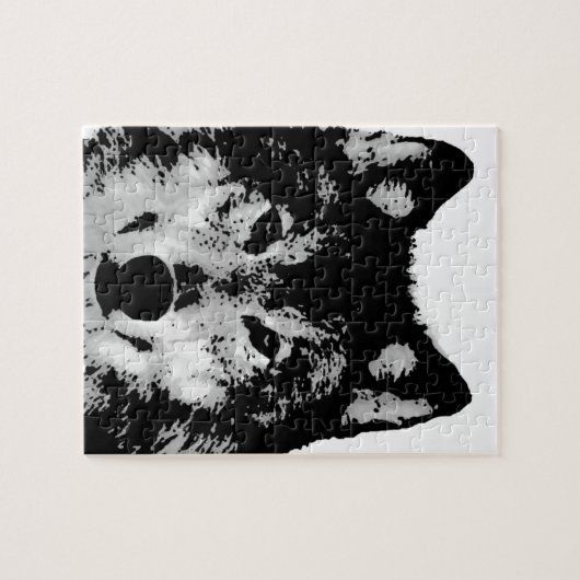 Schwarz-Weiß-Wolf Puzzle (Horizontal)