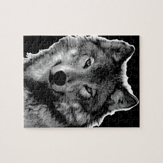 Schwarz-Weiß-Wolf Puzzle (Horizontal)