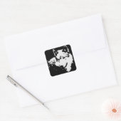 Schwarz-Weiß-Wolf Quadratischer Aufkleber (Umschlag)