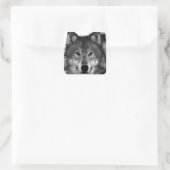 Schwarz-Weiß-Wolf Quadratischer Aufkleber (Tasche)