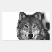 Schwarz-Weiß-Wolf Rechteckiger Aufkleber (Vorderseite)