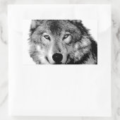 Schwarz-Weiß-Wolf Rechteckiger Aufkleber (Tasche)