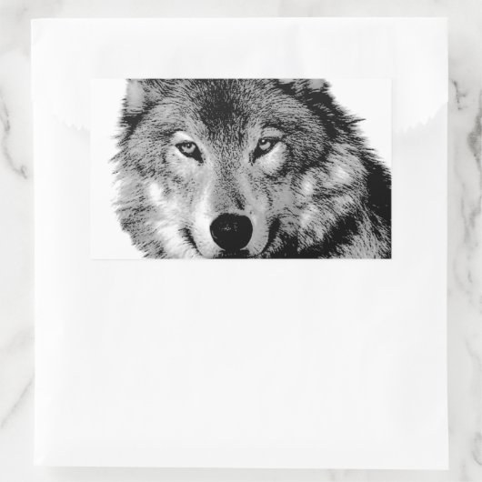 Schwarz-Weiß-Wolf Rechteckiger Aufkleber (Tasche)